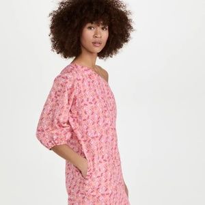 Something Navy Mini Floral One Shoulder Dress